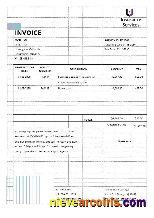 Insurance Agency Invoice